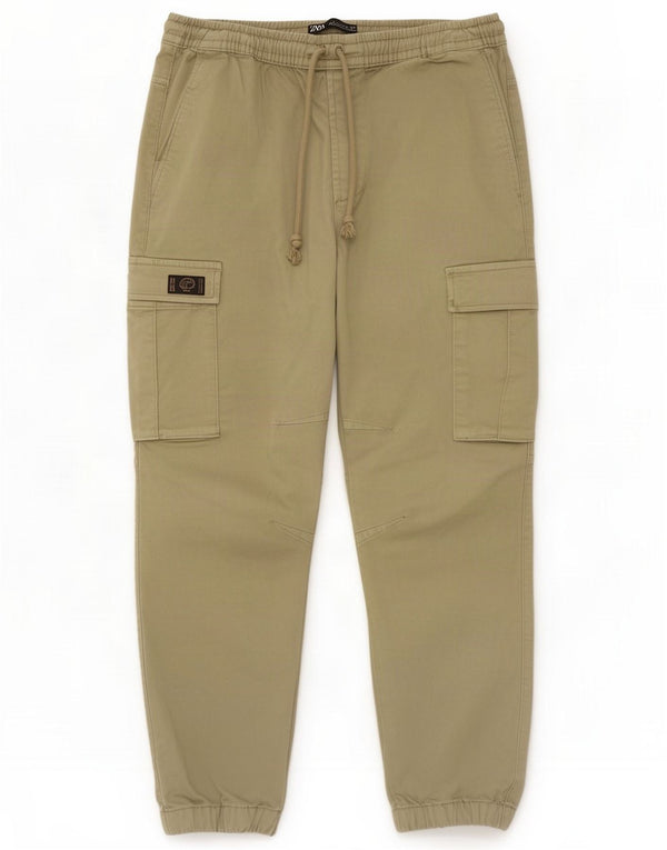 Zara Mens Joggers Cargo Trousers Large W32 L27 Khaki Cotton