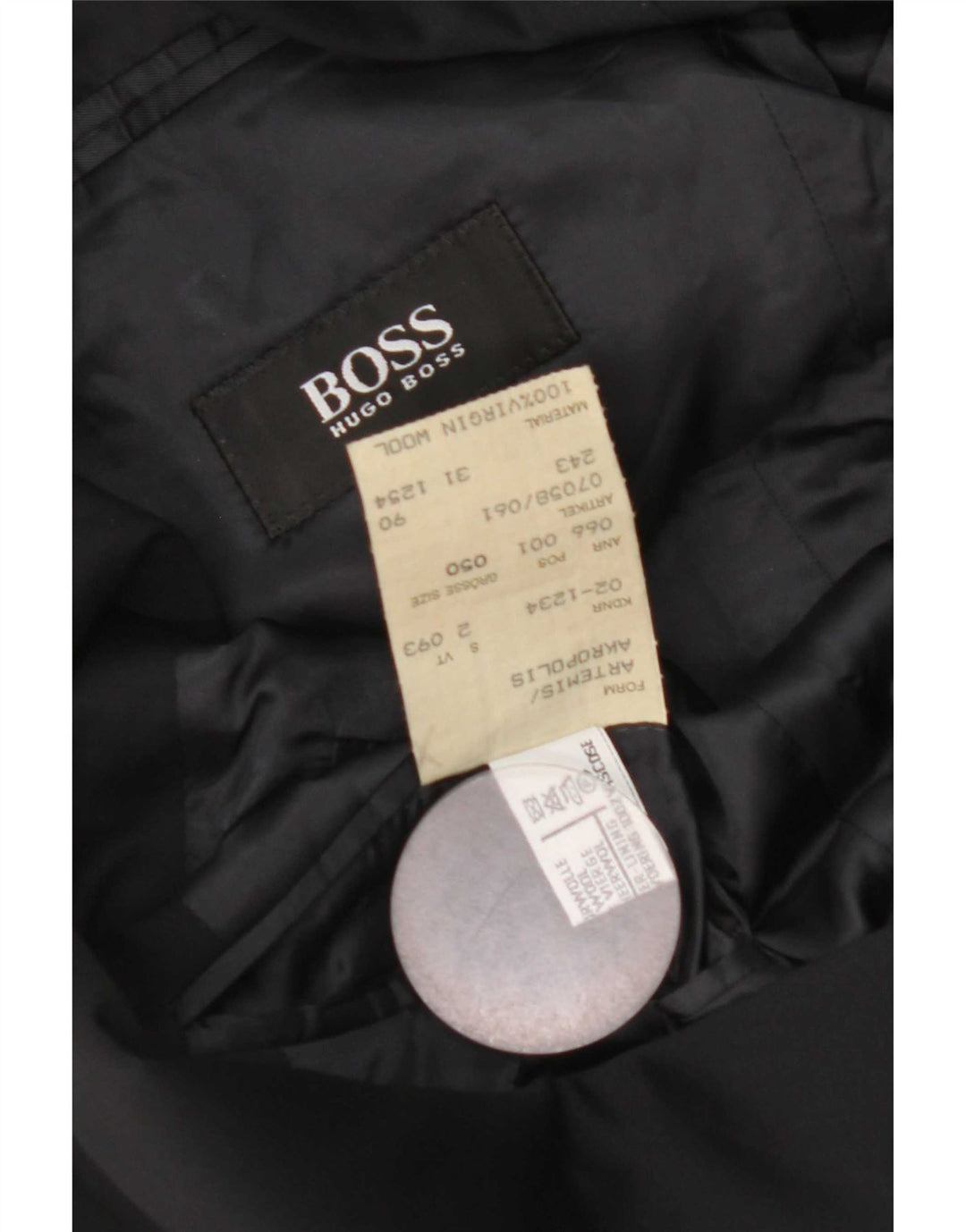 Giacca blazer da uomo a 3 bottoni Hugo Boss EU 50 grande lana vergine blu navy