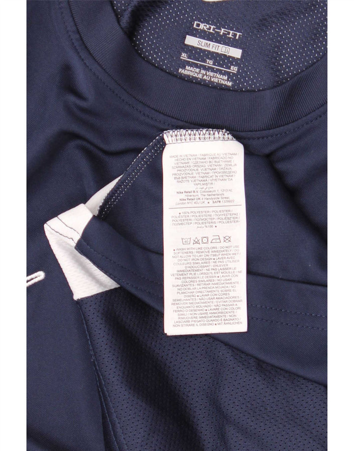 T-shirt Nike da uomo Dri Fit Slim Top XL in poliestere color block blu navy