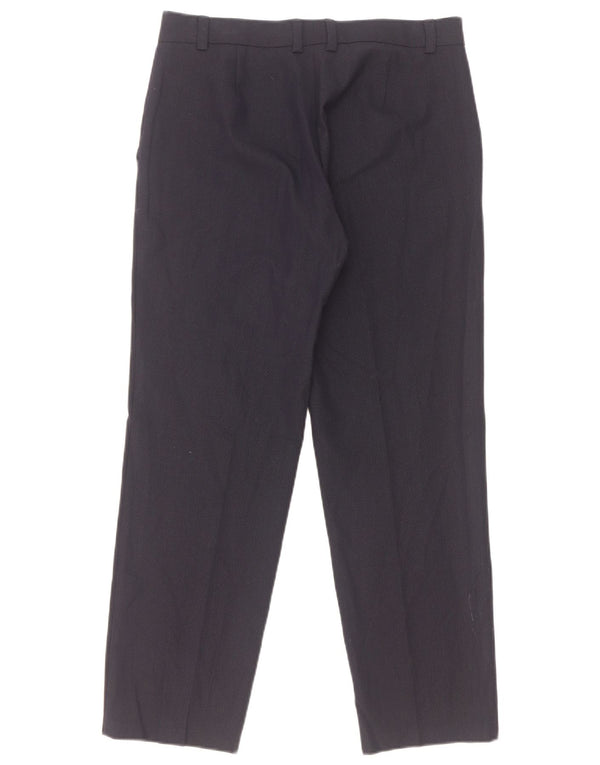 Pantaloni da abito dritti da donna Marks & Spencer UK 10 piccoli W30 L28 blu navy