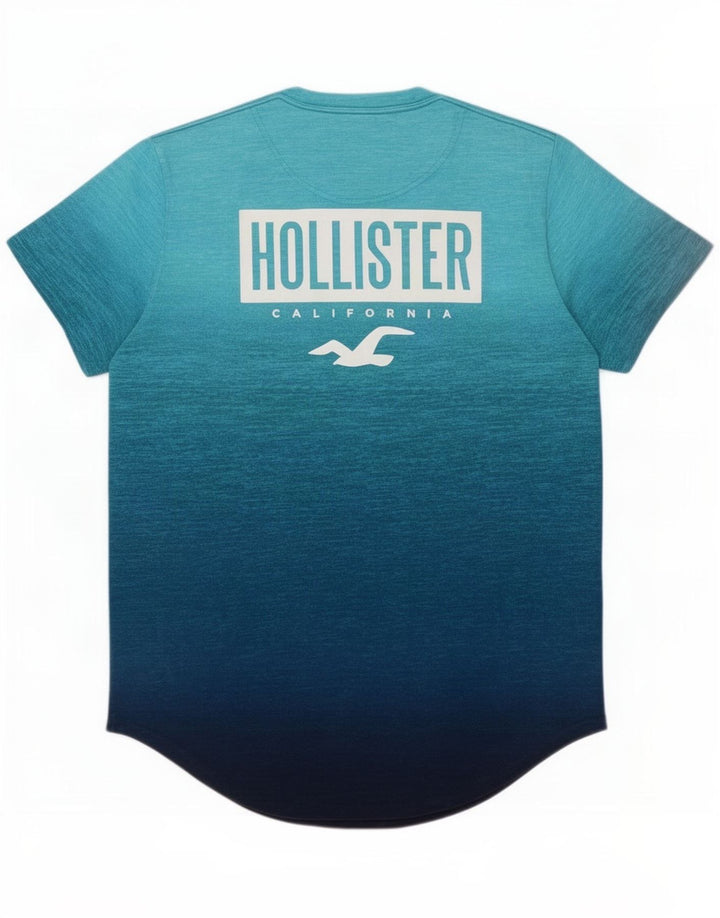 T-shirt grafica da uomo Hollister Top in cotone chiazzato blu medio