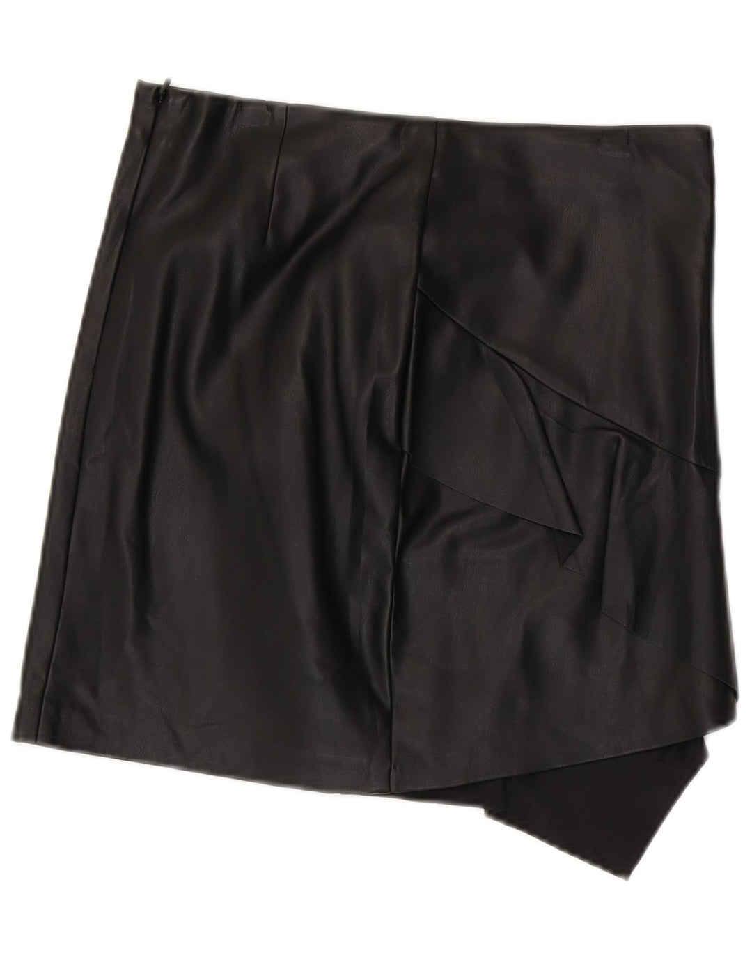 Gonna asimmetrica in pelle da donna Sisley UK 12 media W30 poliestere nero