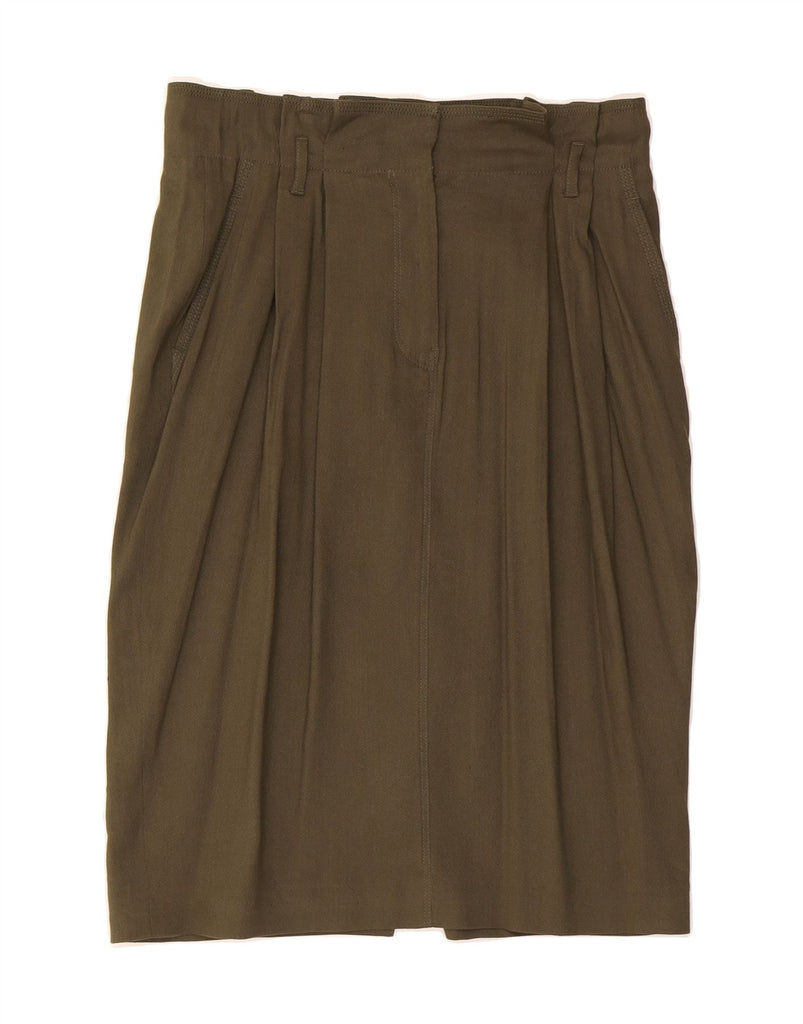 BURBERRY Womens High Waist Tulip Skirt W32 Large Khaki Linen Vintage Burberry and Second-Hand Burberry from Messina Hembry 