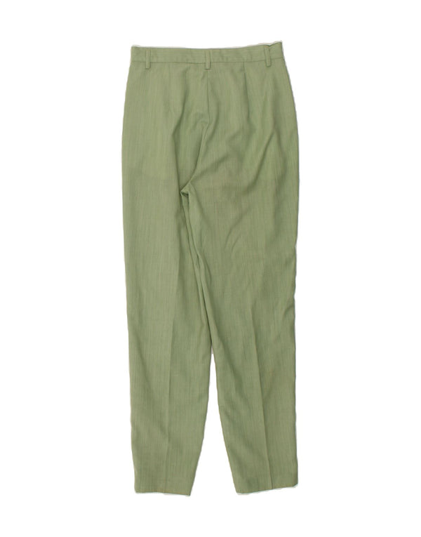 BENETTON Womens High Waist Casual Trousers IT 44 Medium W28 L28 Green Wool