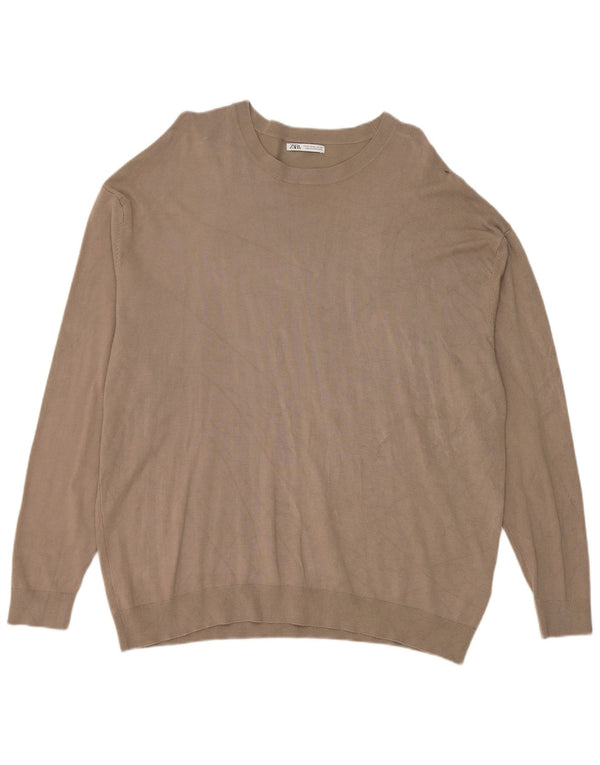 Maglione Zara da uomo girocollo XL in viscosa grigia