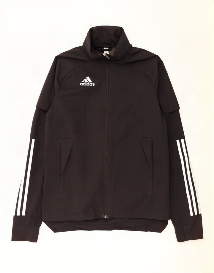 Giacca da ginnastica oversize con cappuccio da donna Adidas UK 6 XS poliestere nero