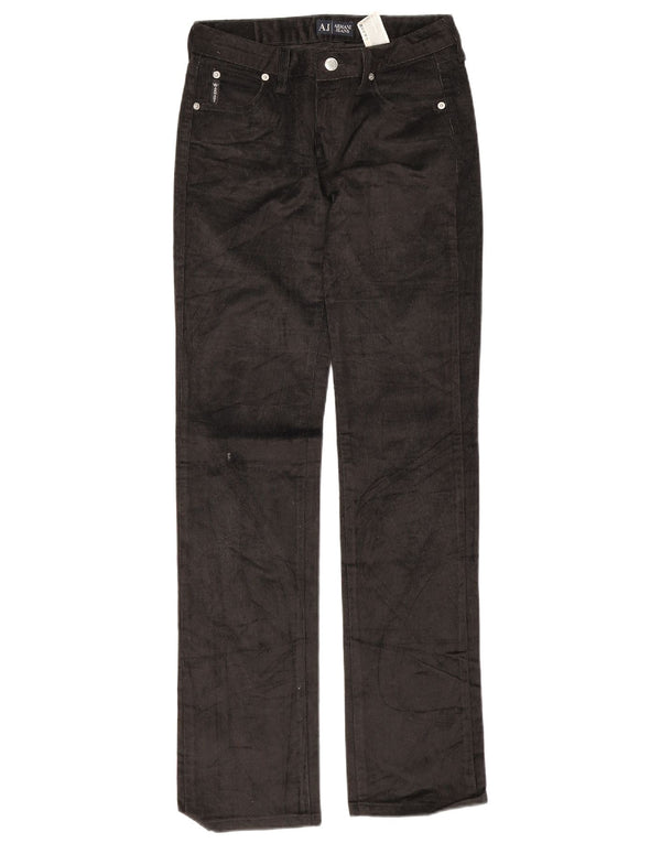 Pantaloni dritti in velluto a coste da donna Armani W26 L32 cotone nero