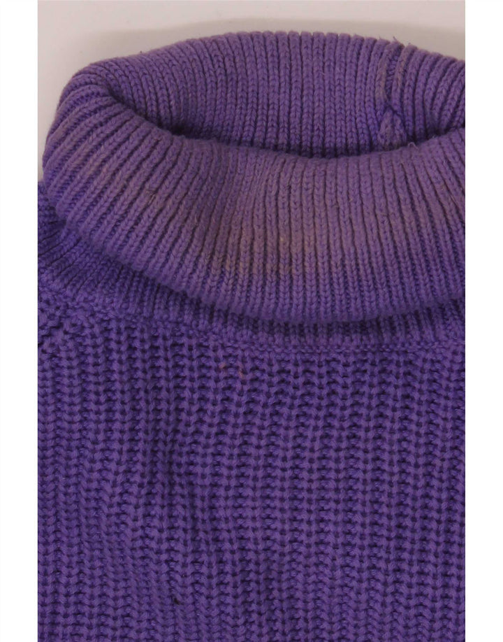 Maglione maglione collo alto da uomo Zara in cotone viola medio