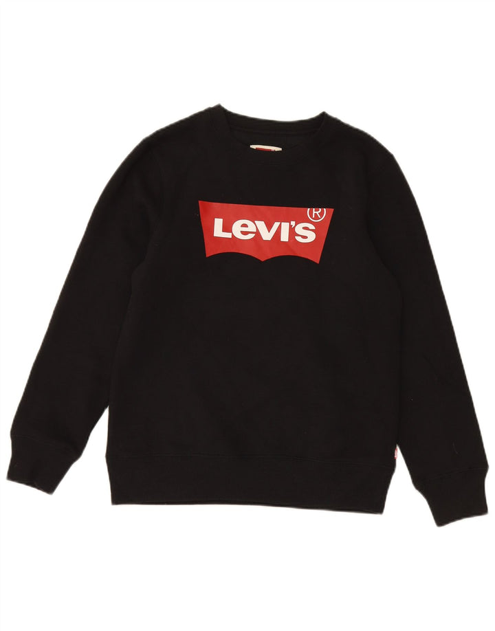 LEVI'S Boys Graphic Sweatshirt Jumper 14-15 Years Black Cotton