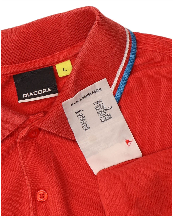 Polo Diadora Uomo Large Rossa In Cotone