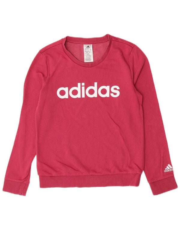 Felpa grafica da donna Adidas Jumper UK 8/10 Small Pink Cotton
