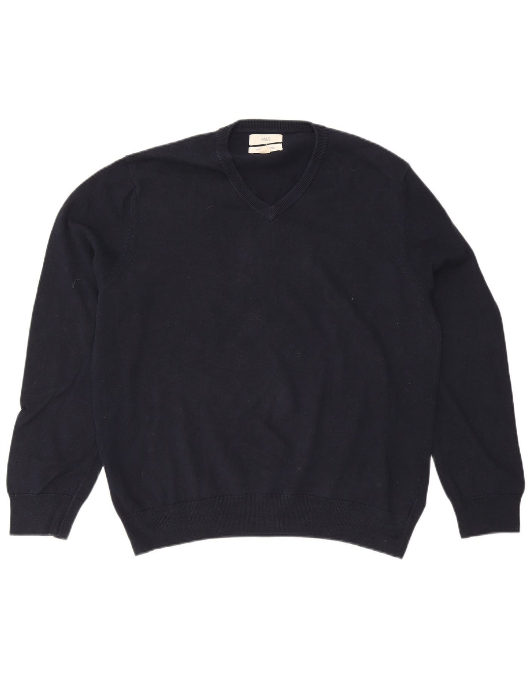 Maglione da uomo con scollo a V Marks & Spencer XL in cotone blu navy