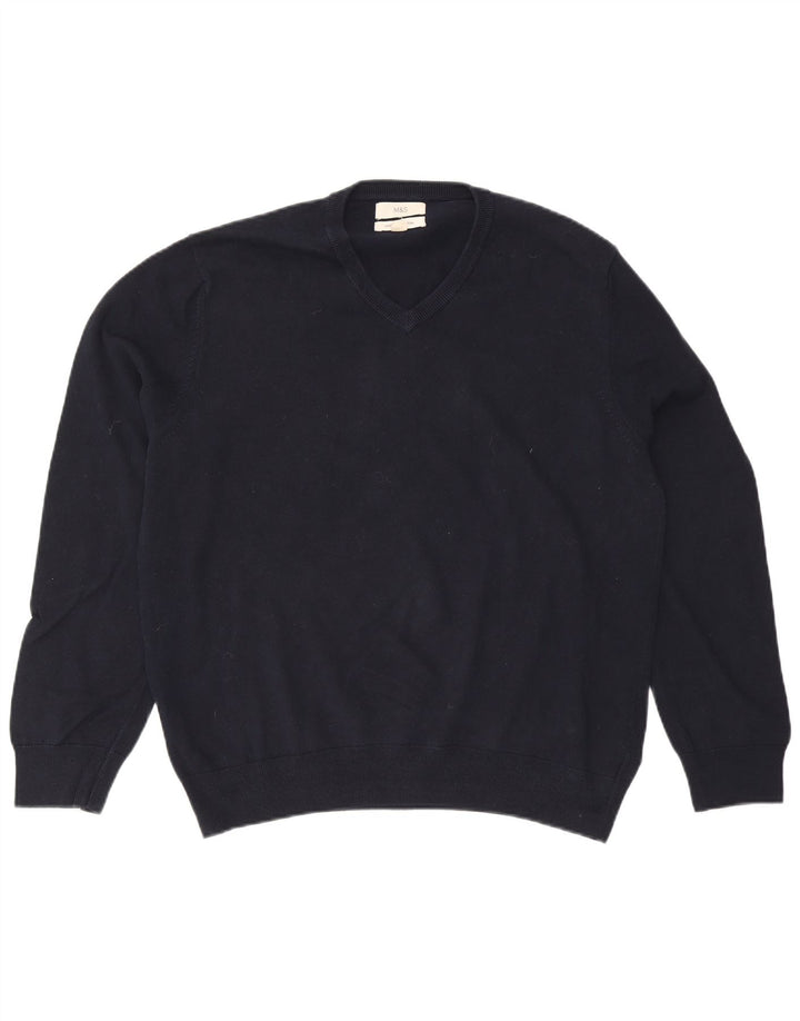 Maglione da uomo con scollo a V Marks & Spencer XL in cotone blu navy