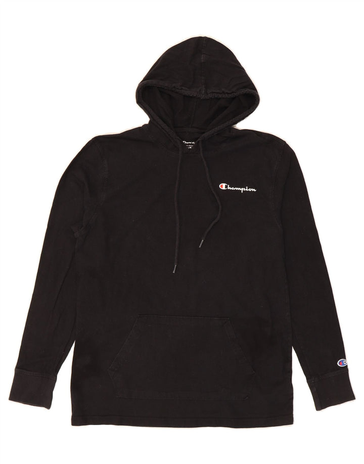 CHAMPION Mens Hooded Top Long Sleeve Medium Black Cotton Vintage Champion and Second-Hand Champion from Messina Hembry 
