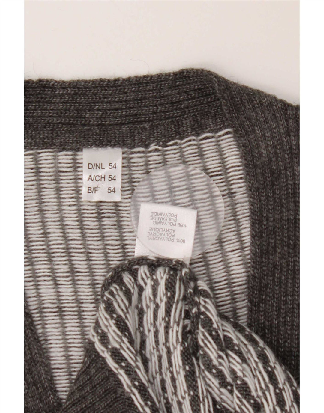 Maglione cardigan da uomo vintage IT 54 XL Poliacrilico a righe grigie