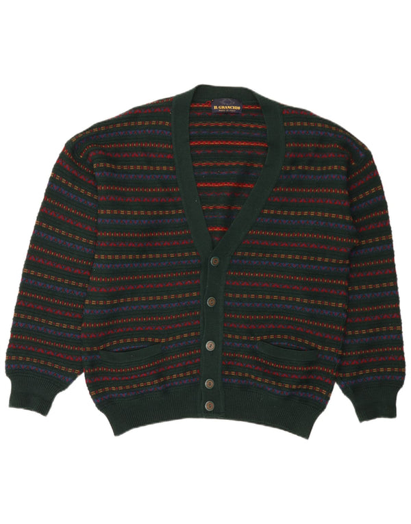 Maglione Cardigan Uomo Il Granchio Lana a Righe Verde Medio
