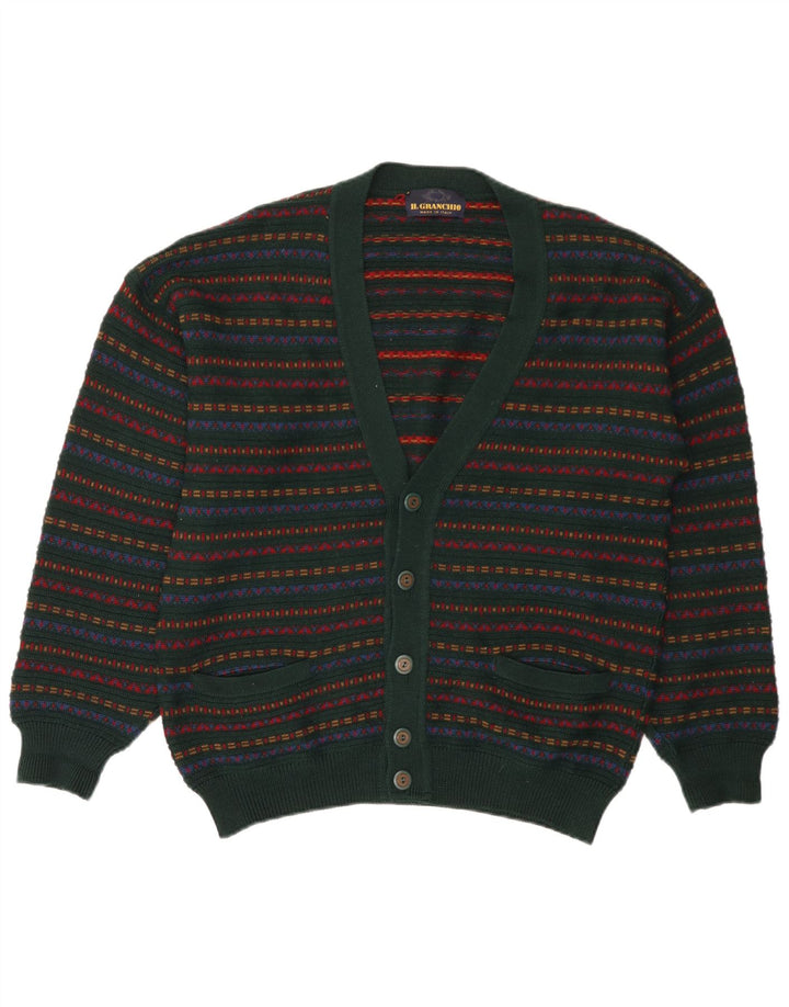 Maglione Cardigan Uomo Il Granchio Lana a Righe Verde Medio