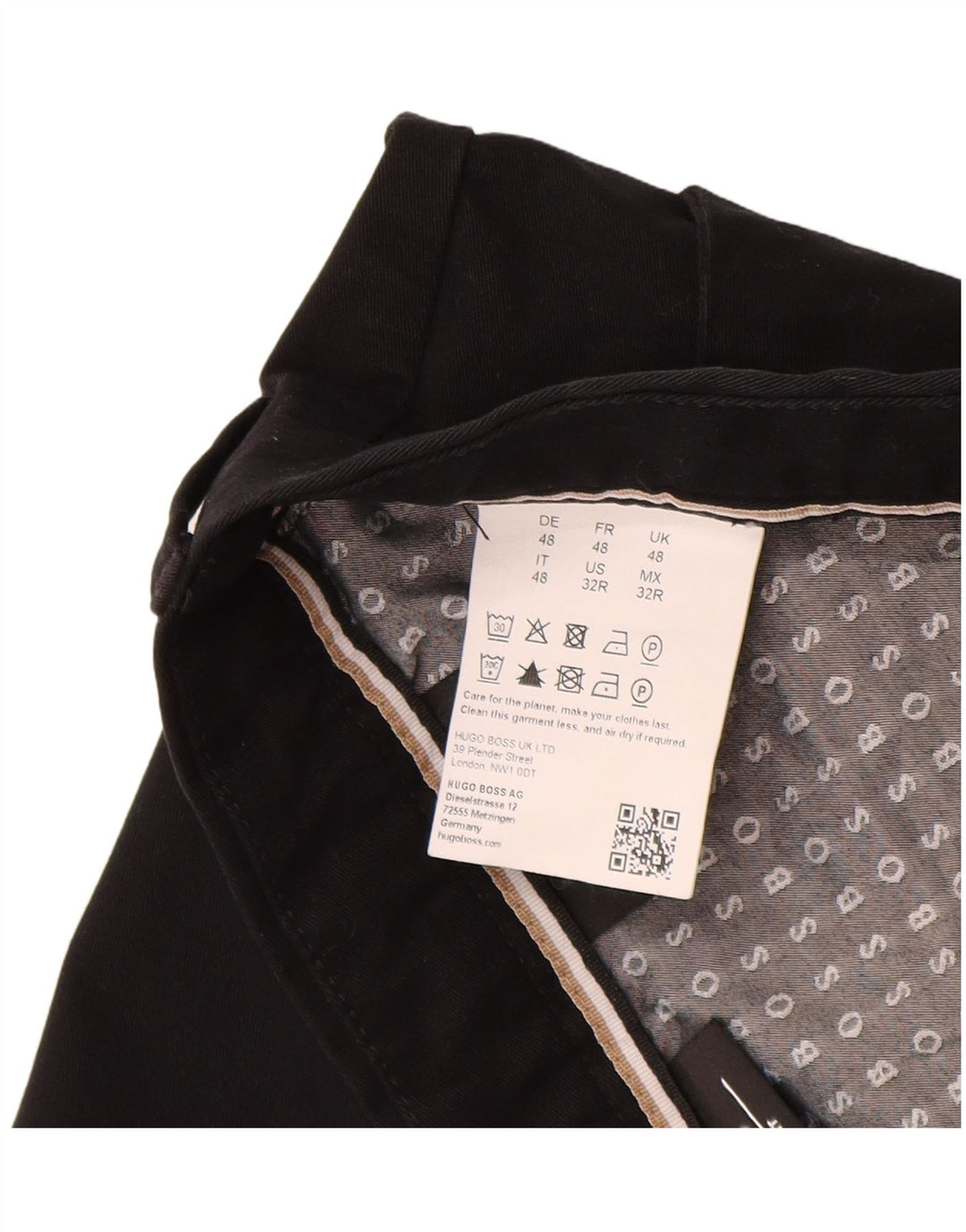 Pantaloni chino slim fit da uomo Hugo Boss EU 48 medio W32 L28 cotone nero