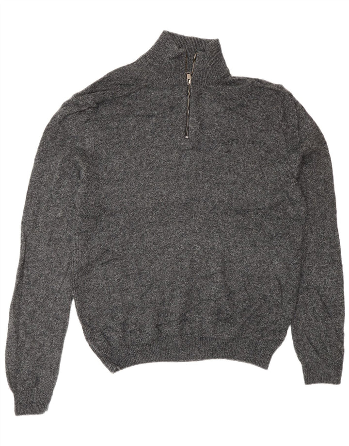Maglione da uomo Marks & Spencer con zip e collo grande in lana grigia