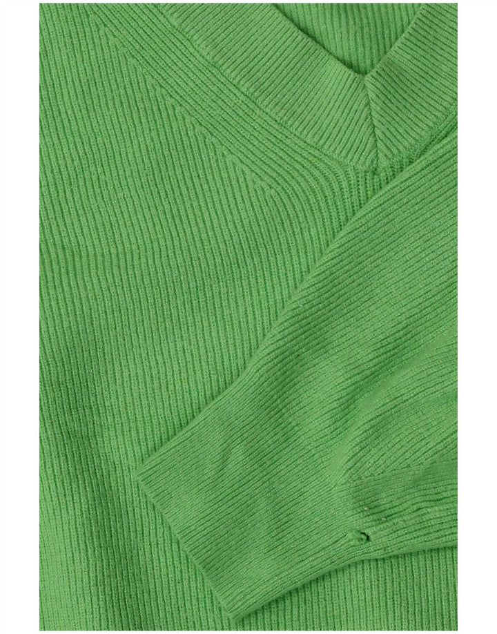 Maglione da donna Marks & Spencer con scollo a V UK 14 Large Green Viscosa