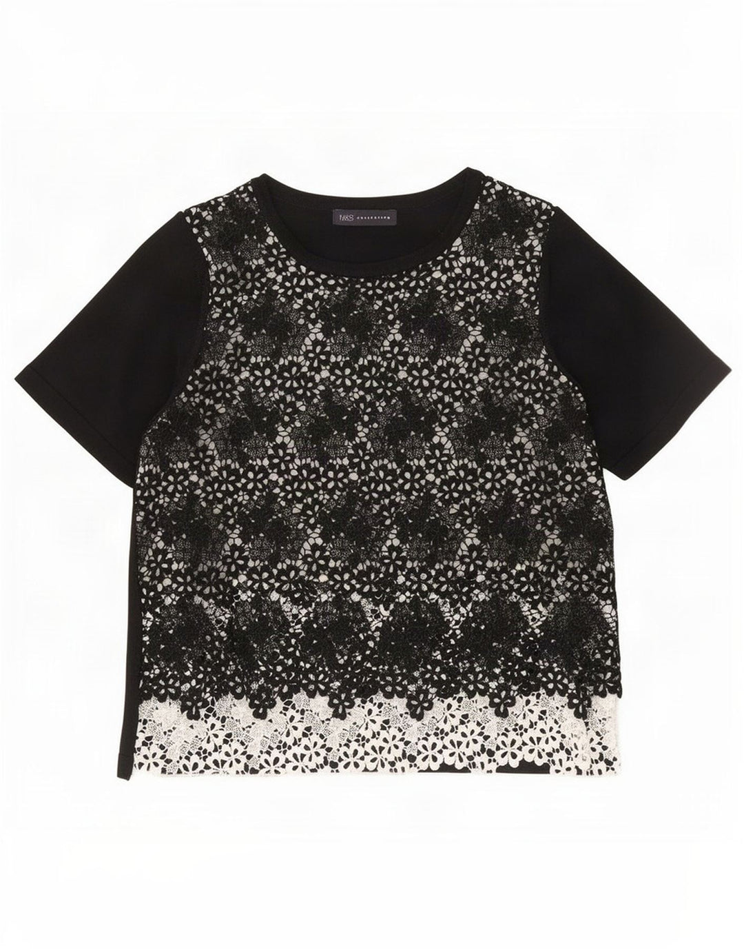 Top camicetta da donna Marks & Spencer UK 12 medio nero floreale