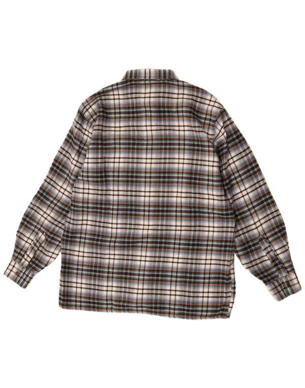 Camicia overshirt da uomo vintage in lana a quadri multicolore grande