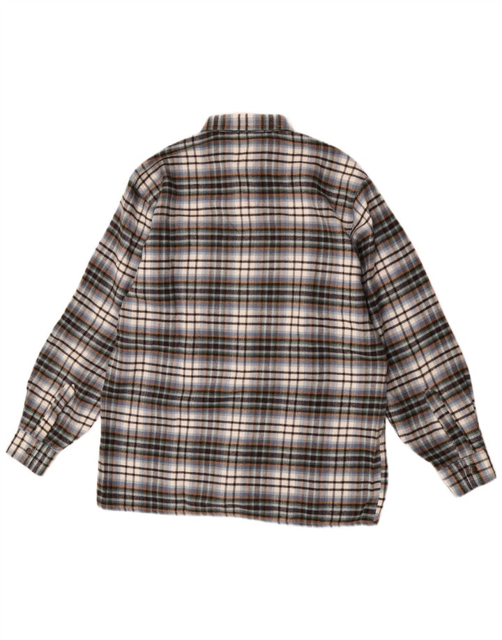 Camicia overshirt da uomo vintage in lana a quadri multicolore grande
