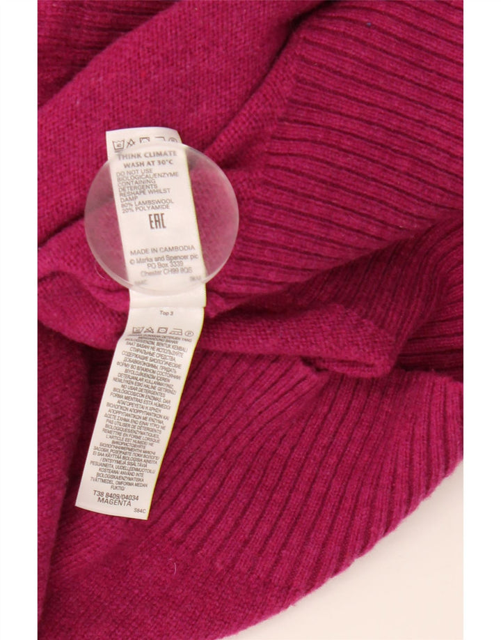 Maglione maglione a collo alto da donna Marks & Spencer UK 16 Large Pink Lambswool