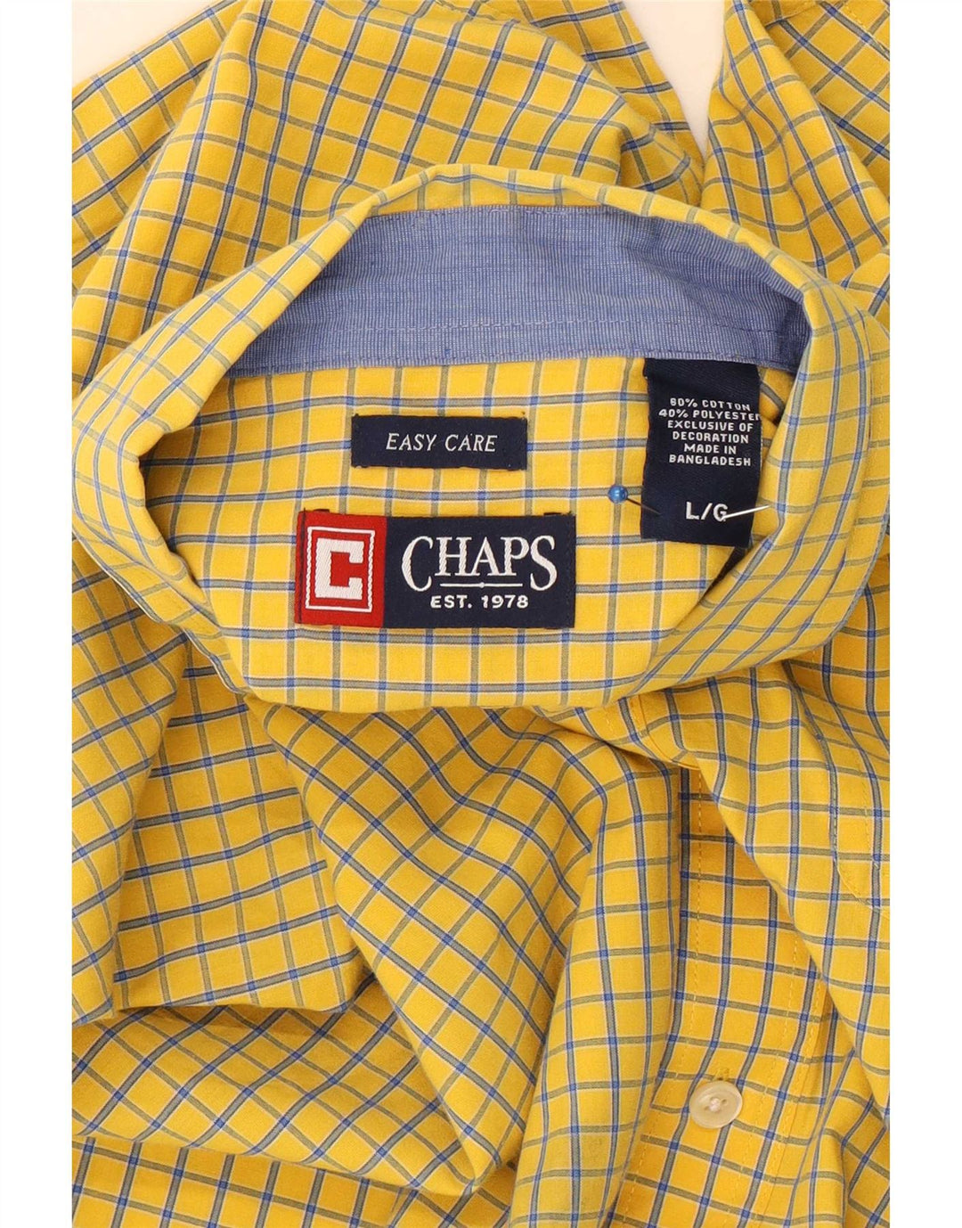 Camicia da uomo Chaps grande in cotone a quadretti gialli