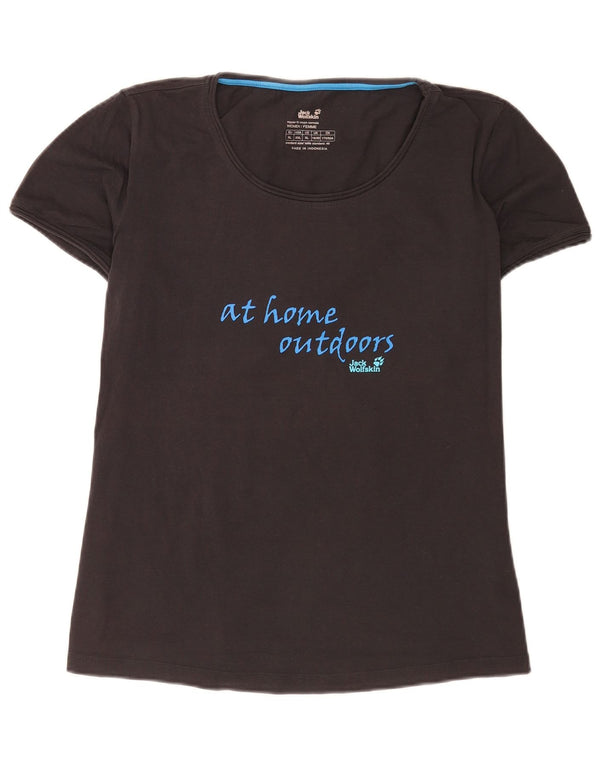 T-shirt grafica da donna con vestibilità regolare Jack Wolfskin UK 18/20 XL Nera