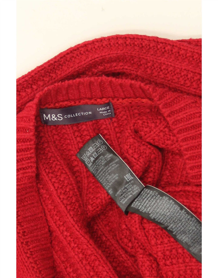 Maglione da donna con scollo a V Marks & Spencer UK 16 grande acrilico rosso
