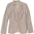 Giacca blazer da donna a 1 bottone Zara UK 4 XS poliestere gessato bianco
