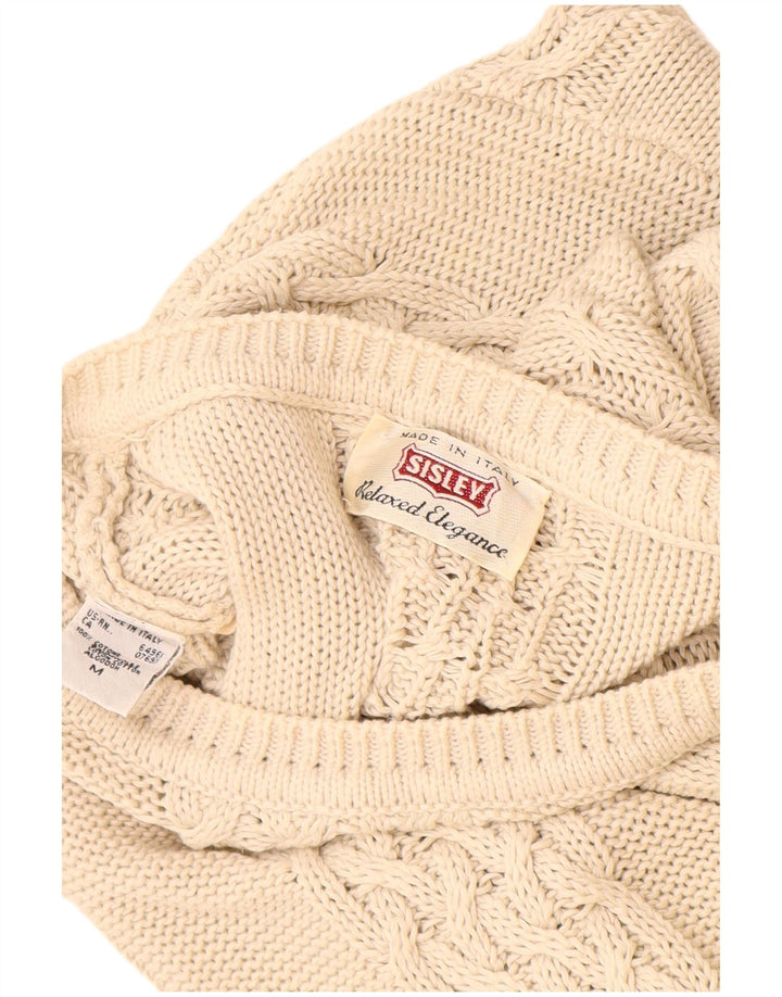 Maglione maglione girocollo da donna Sisley Eleganza rilassata UK 14 Beige medio