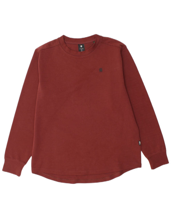G-STAR Top da uomo a maniche lunghe in cotone bordeaux medio