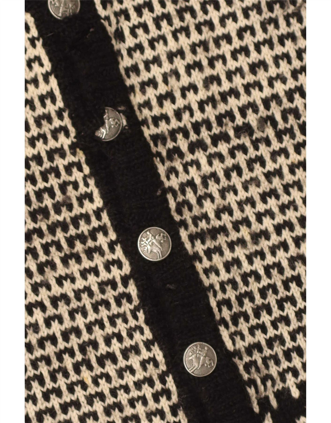 Maglione cardigan da uomo vintage XL nero Fair Isle