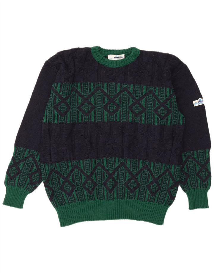 Maglione Maglione Girocollo Uomo Azzurra IT 50 Medio Blu Navy Geometrico