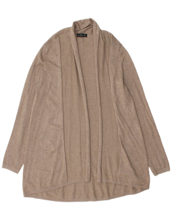 Maglione cardigan aperto lungo da donna Zara UK 12 Viscosa beige medio