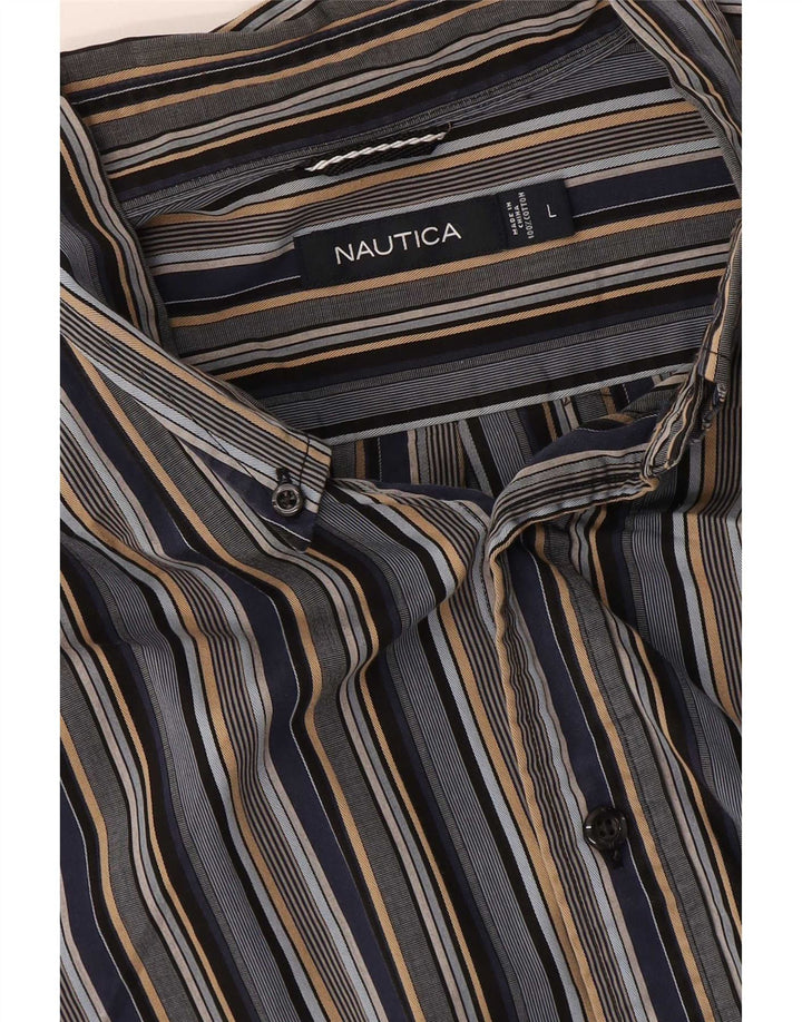 Camicia da uomo Nautica Large in cotone a righe multicolori