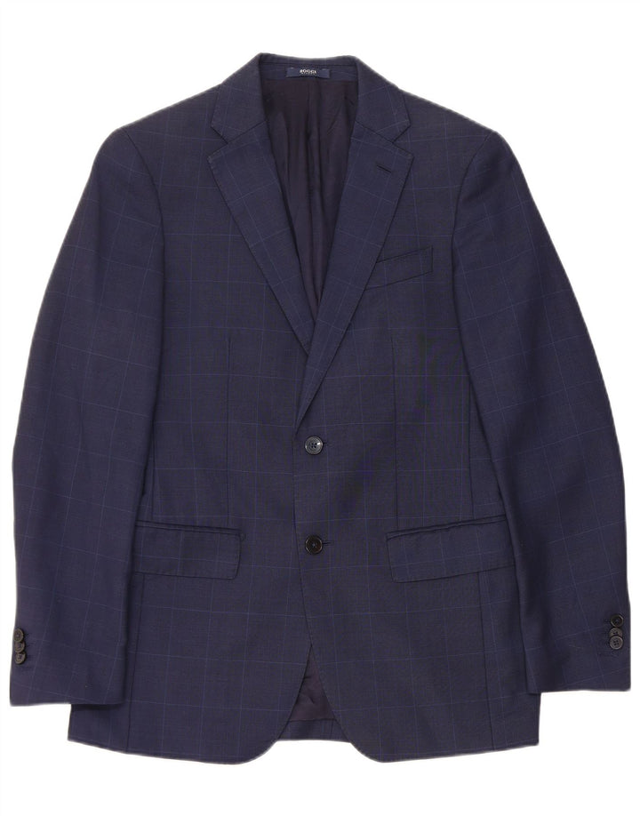 BOGGI Giacca blazer da uomo a 2 bottoni Milano IT 44 XS in lana a quadri blu navy