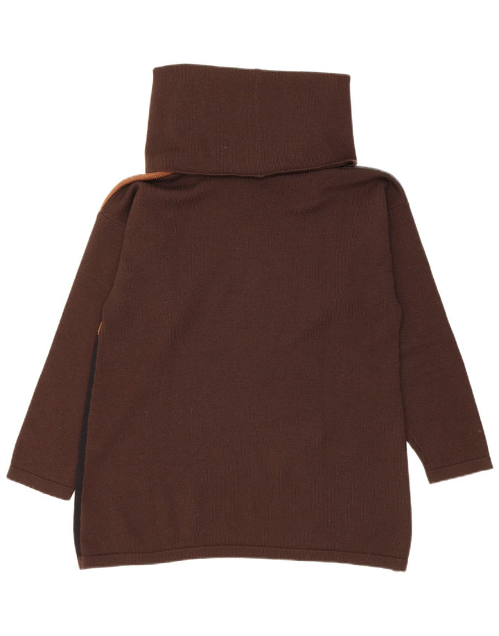 Luisa Spagnoli maglione da donna con collo alto e maglione UK 14 marrone medio