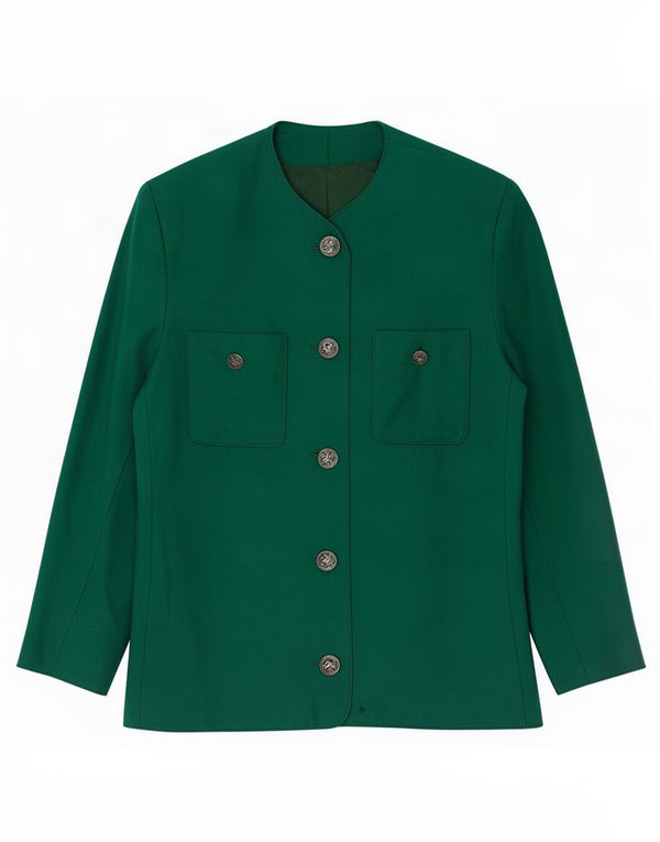 Giacca blazer vintage da donna a 5 bottoni UK 10 piccola verde