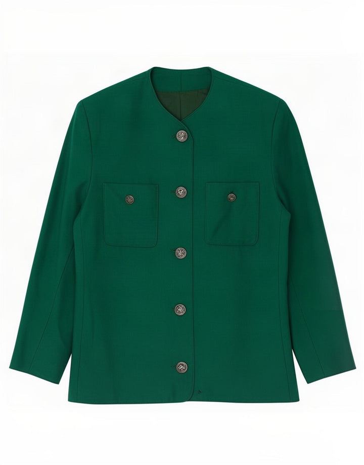 Giacca blazer vintage da donna a 5 bottoni UK 10 piccola verde