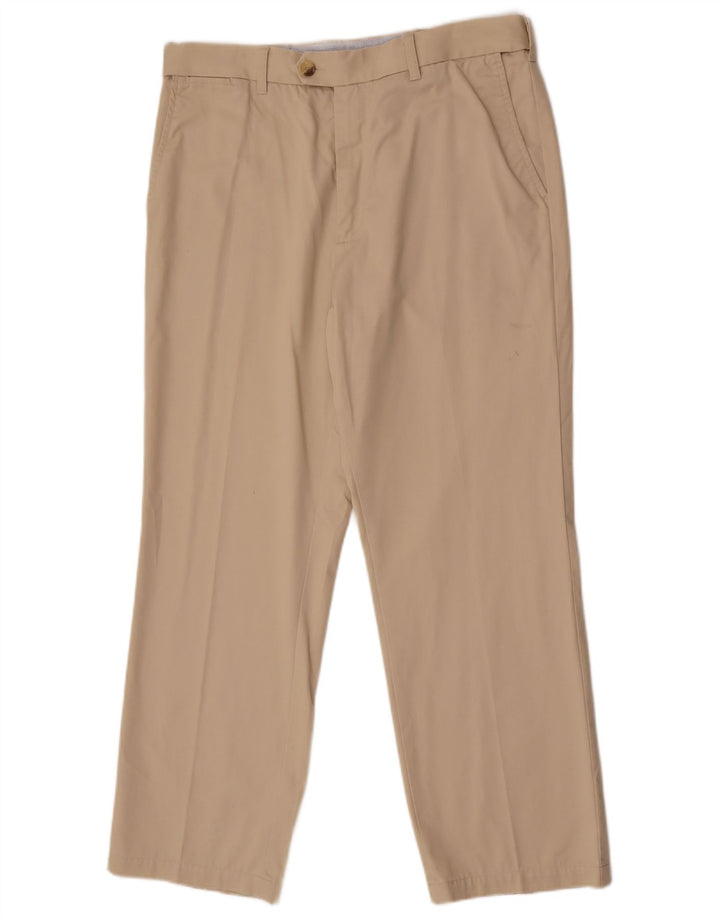 Pantaloni da abito dritti da uomo Marks & Spencer W36 L29 in cotone beige