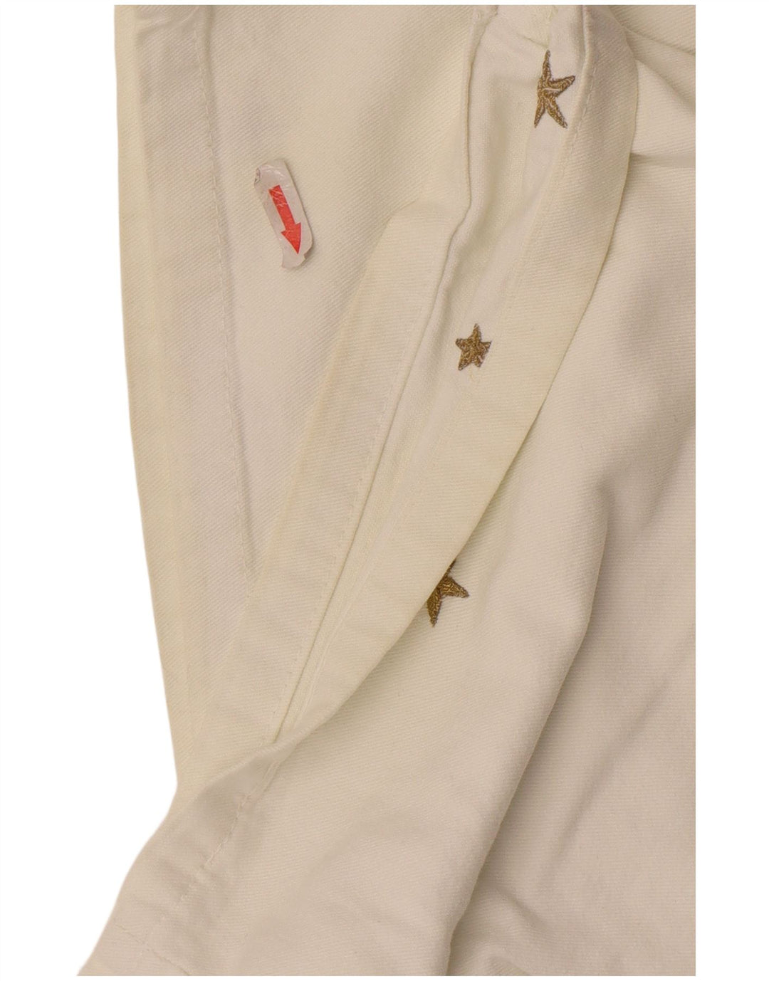 Pantaloncini di jeans vintage da donna IT 42 medi W30 cotone geometrico bianco