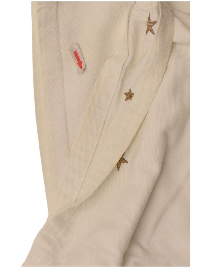 Pantaloncini di jeans vintage da donna IT 42 medi W30 cotone geometrico bianco