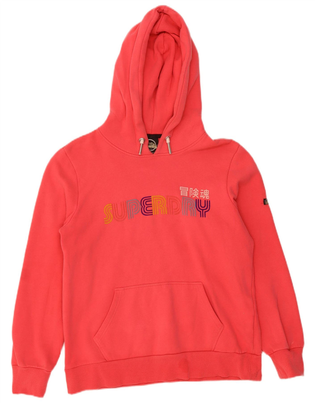 SUPERDRY Womens Oversized Graphic Hoodie Jumper UK 12 Medium  Red Cotton