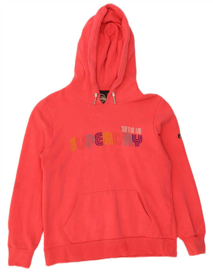 SUPERDRY Womens Oversized Graphic Hoodie Jumper UK 12 Medium  Red Cotton