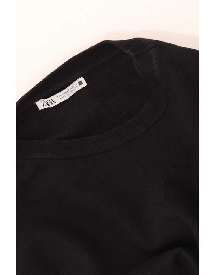 Felpa corta oversize da donna Zara, maglione UK 10, piccolo nero floreale