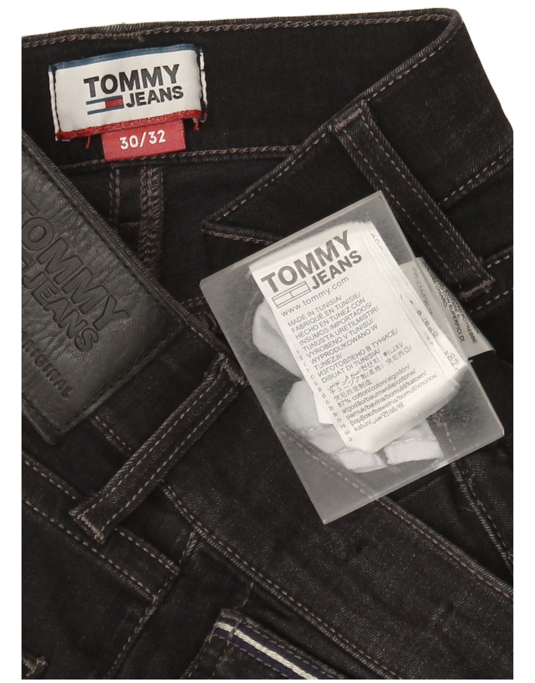 Jeans slim da uomo Tommy Hilfiger W30 L32 cotone nero
