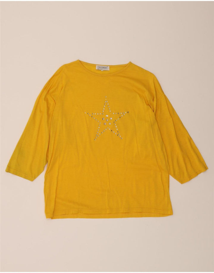 CARLO BARBERA Womens Top 3/4 Sleeve UK 14 Medium Yellow Cotton Vintage Carlo Barbera and Second-Hand Carlo Barbera from Messina Hembry 
